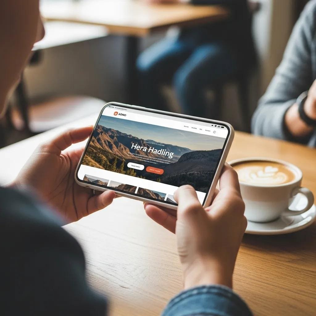 Person using a smartphone in a caf&eacute; &mdash; illustrating mobile-first SEO and usability