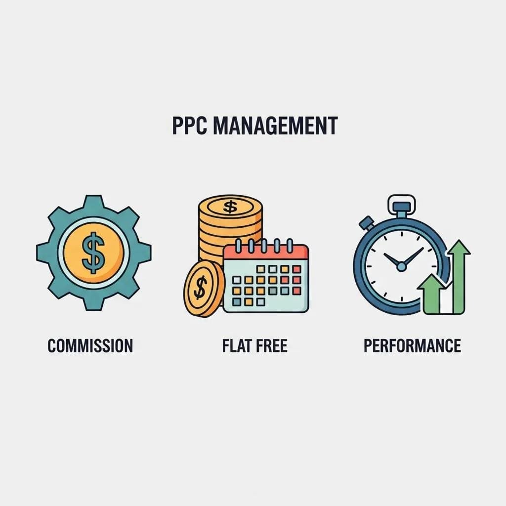 Graphic showing three common PPC pricing models