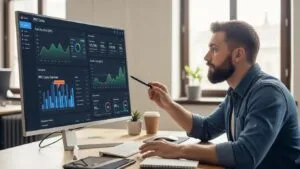 Contractor reviewing PPC costs on a digital marketing dashboard