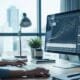 Digital marketer reviewing click-through rate trends in a modern workspace