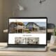 Conversion-focused contractor website on a laptop in a modern workspace