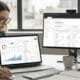 Marketing professional reviewing paid search performance for local contractors