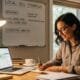 Small business owner planning local SEO strategy in a cozy office