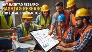 Team engaging with social media &mdash; why hashtag research matters for local contractors