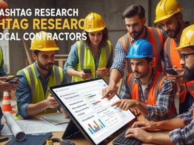 Team engaging with social media — why hashtag research matters for local contractors