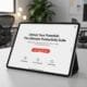Close-up of a tablet displaying a landing page design, focusing on essential elements for optimization