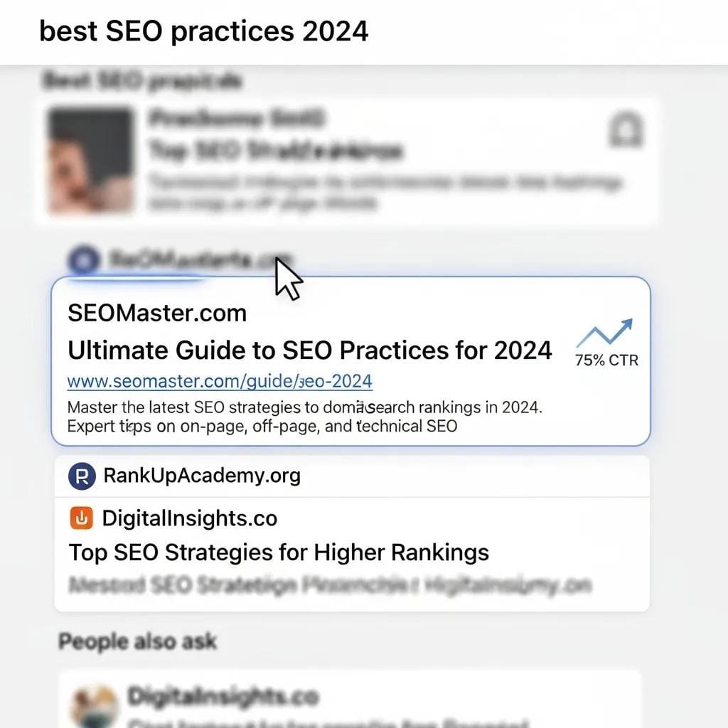 Search results page highlighting top organic positions and click-through behavior