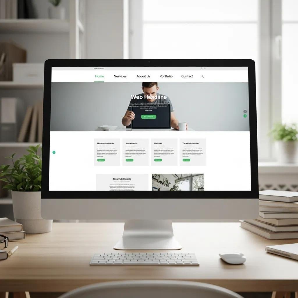 Clear, organized contractor website layout on a desktop monitor