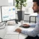 Business professional reviewing digital marketing data to optimize a Google Ads budget