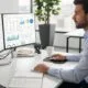 Business professional reviewing digital marketing data to optimize a Google Ads budget