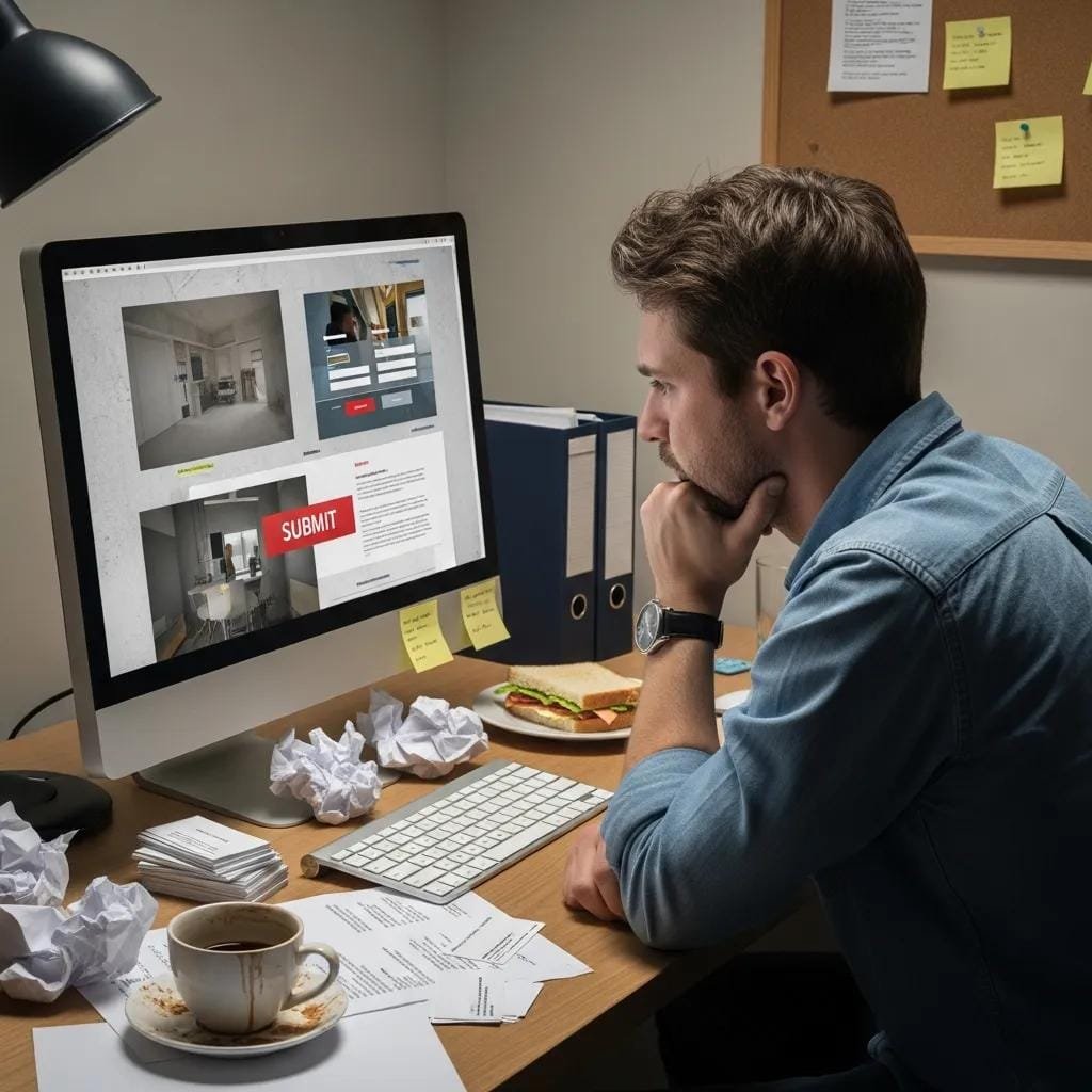 Frustrated business owner viewing a poorly performing landing page