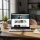 Modern website design displayed on a laptop in a cozy workspace