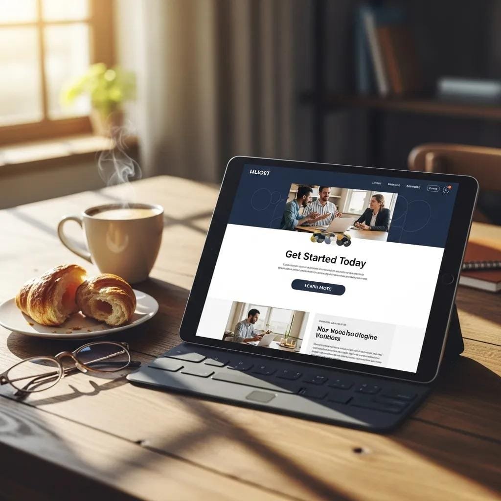 Contractor-focused landing page designed for conversion on a tablet