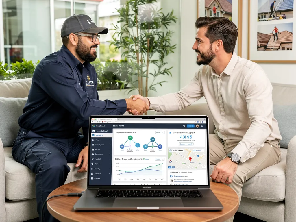 digital growth engineer consulting with a roofing contractor on local lead generation strategy