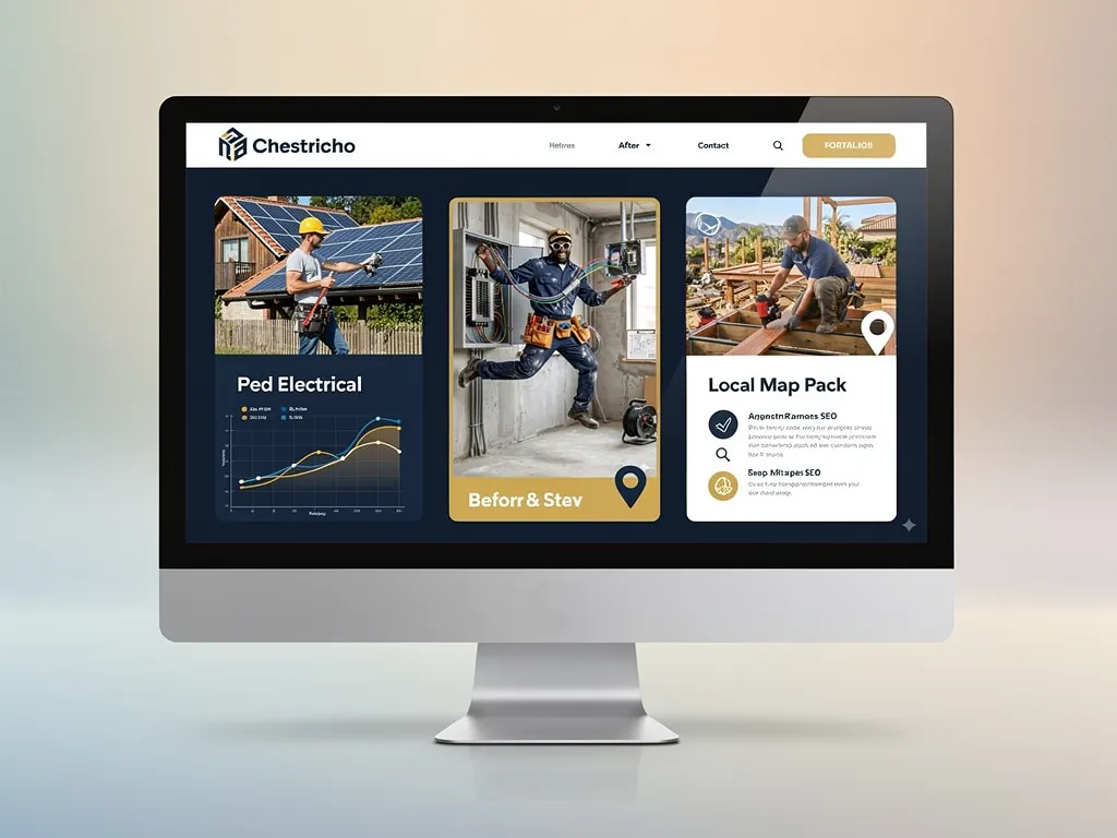 construction website pages layout showing portfolio reviews services and contact sections