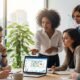 Diverse team reviewing local SEO strategy on a laptop