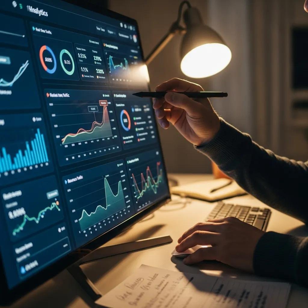 Analytics dashboard showing technical SEO metrics and site performance