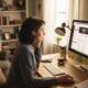 Small business owner working on SEO in a cozy office