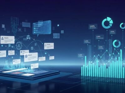 Digital landscape showing search results and analytics
